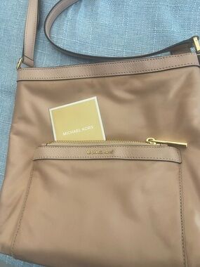 Michael Kors Nude Taupe Leather Crossbody with Gold Hardware